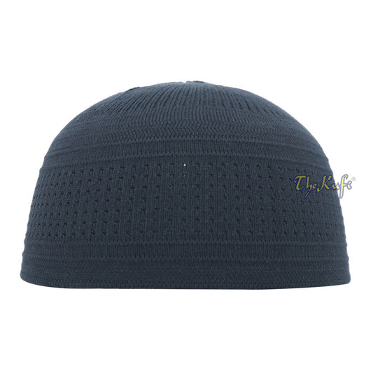 Extra Dark Blue Cotton Stretch-Knit Kufi Hat Skull Cap