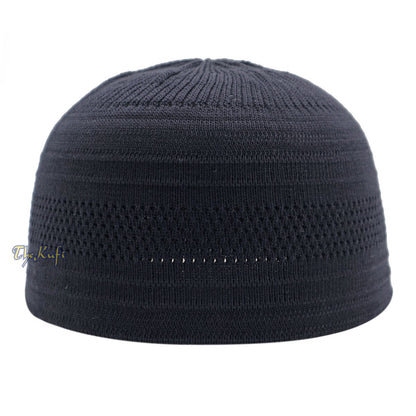 Graphite Black Cotton Stretch-Knit Kufi Muslim Skull Cap