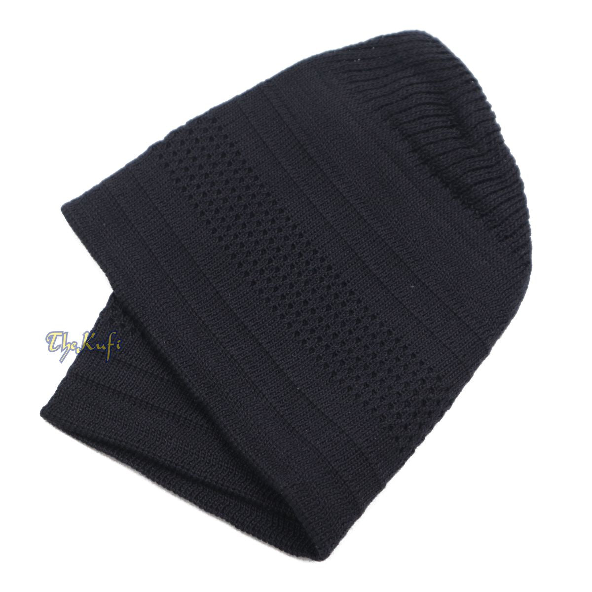 Graphite Black Cotton Stretch-Knit Kufi Muslim Skull Cap
