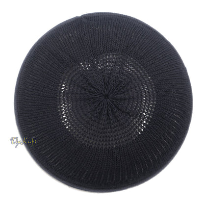 Graphite Black Cotton Stretch-Knit Kufi Muslim Skull Cap