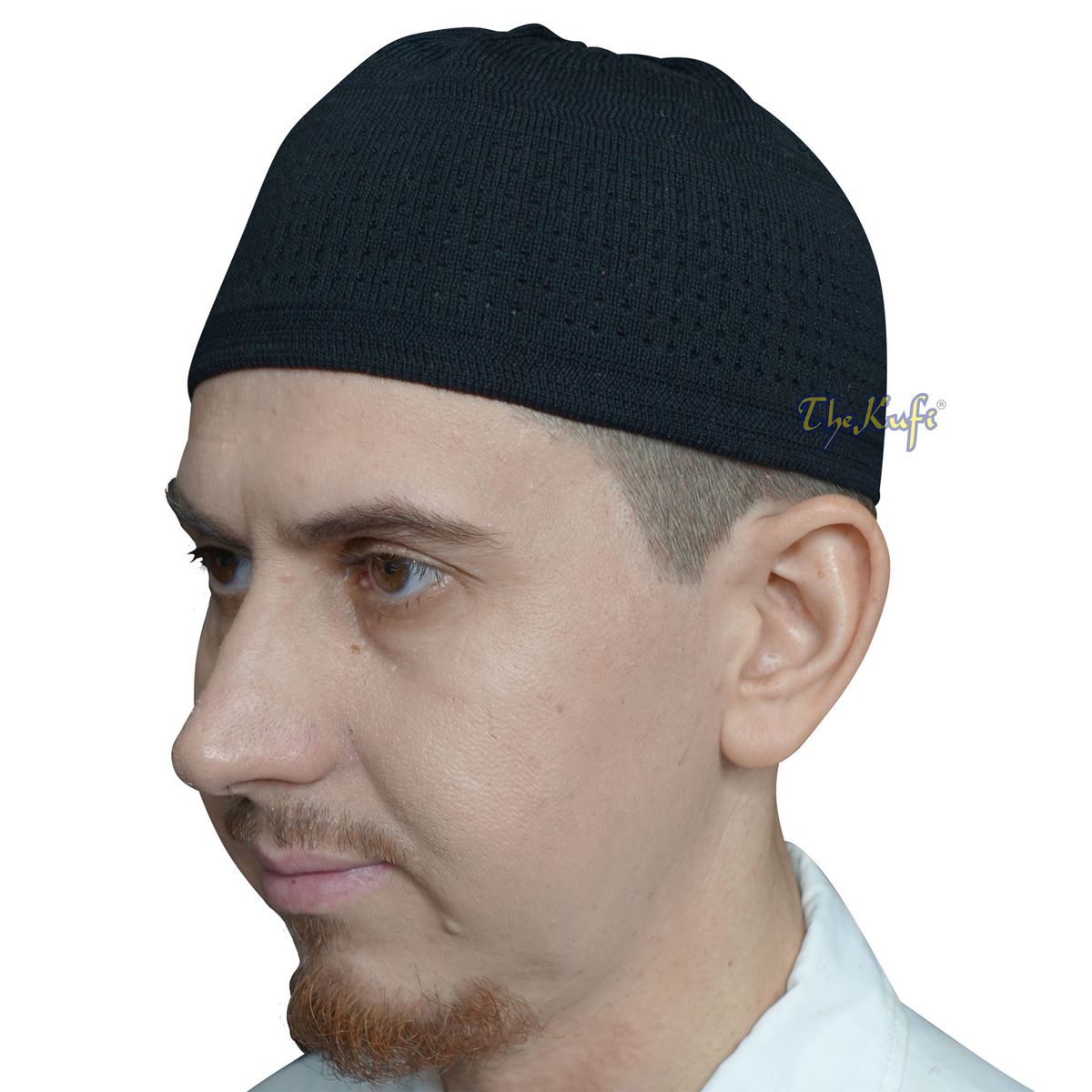 Graphite Black Cotton Stretch-Knit Kufi Muslim Skull Cap
