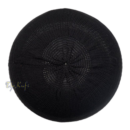 Black Kufi Hat For Prayer – Cotton-Mix Soft Stretch-Knit Islamic Namaz Salah Cap