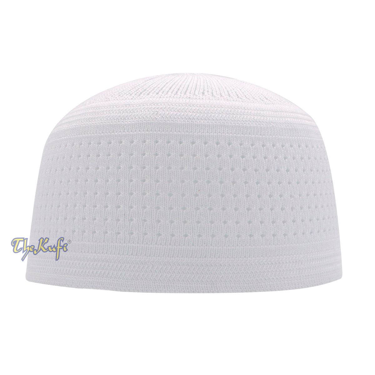 White Muslim Kufi Stretchy Cotton Stretch-Knit Islamic Prayer Cap