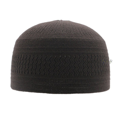 Extra Dark Brown Cotton Stretch-Knit One-Size Kufi Muslim Cap