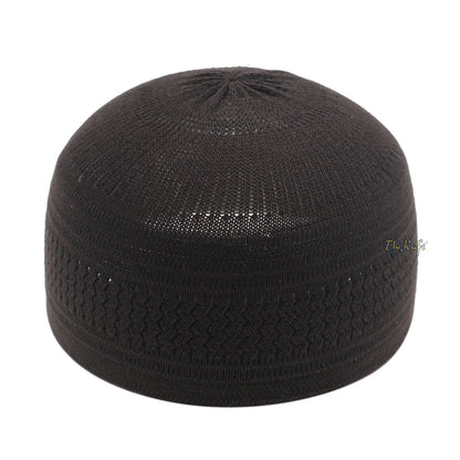 Buy 1 Get 1 Free! Extra Dark Brown Cotton Stretch-Knit One-Size Kufi Muslim Cap