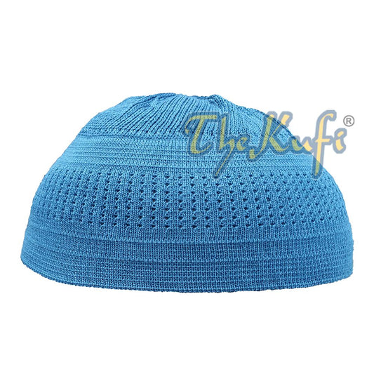 Extra Thin Teal Blue Cotton Stretch-Knit Kufi