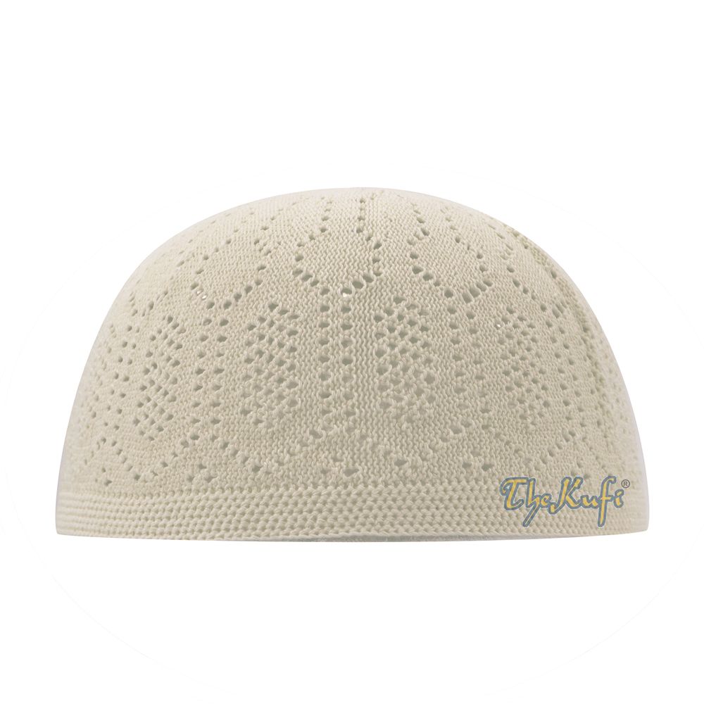 Kids Cream-Color Cotton Open-Knit Turkish Islamic Kufi Kofia