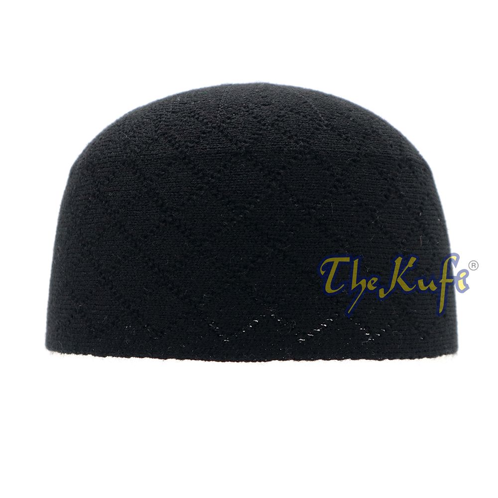 Skull Cap Kufi For Winter – Black Acrylic 2-3 mm Thick Turkish Prayer Hat