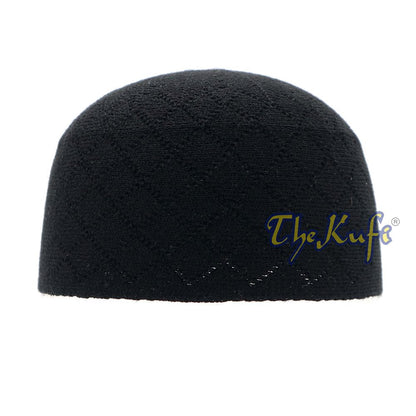 Skull Cap Kufi For Winter – Black Acrylic 2-3 mm Thick Turkish Prayer Hat