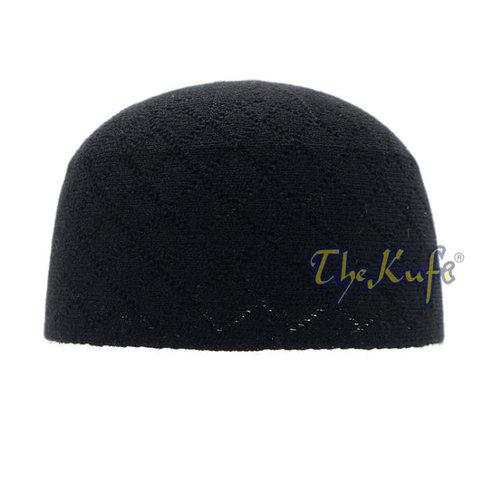 Skull Cap Kufi For Winter – Black Acrylic 2-3 mm Thick Turkish Prayer Hat