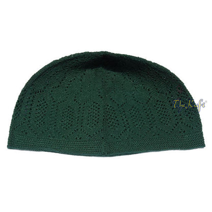 Dark Green Takke Cotton Open-Knit Turkish Kufi Skull Cap