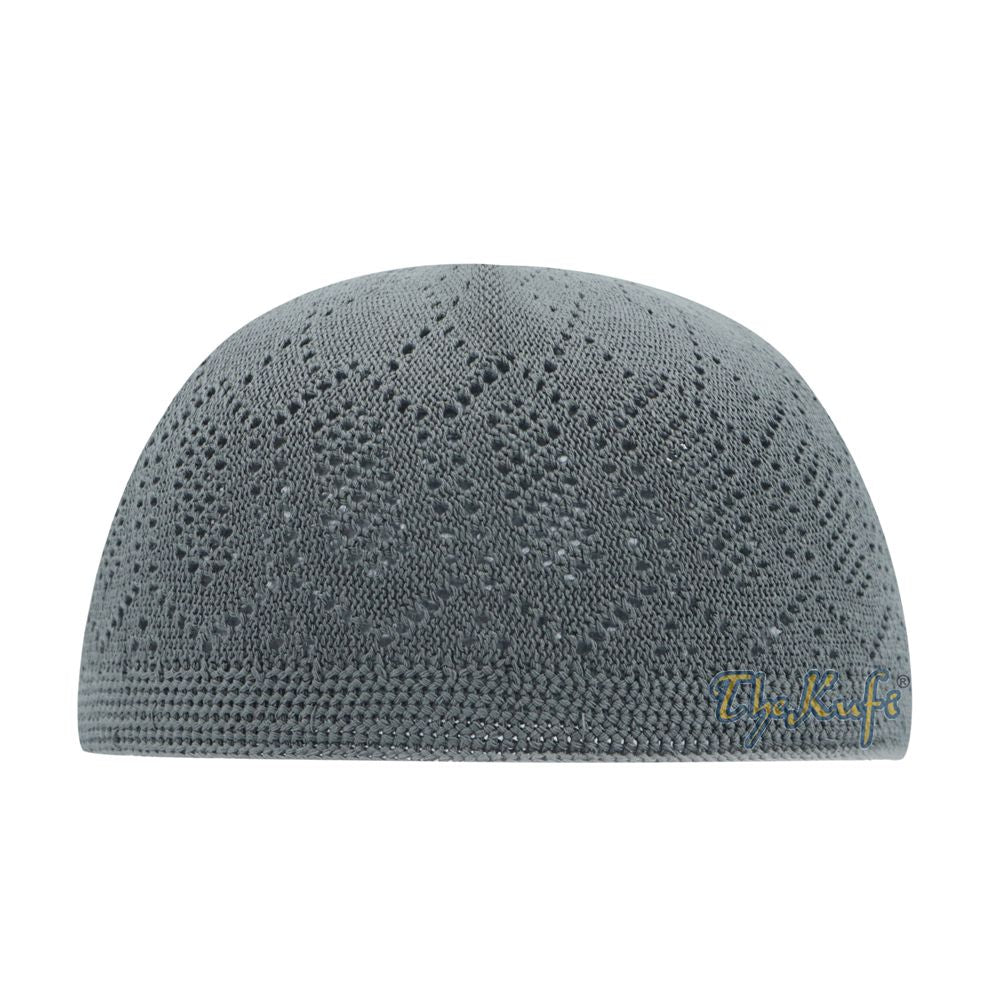 Dark Gray Cotton Machine Knit Open-Work Turkish Kufi