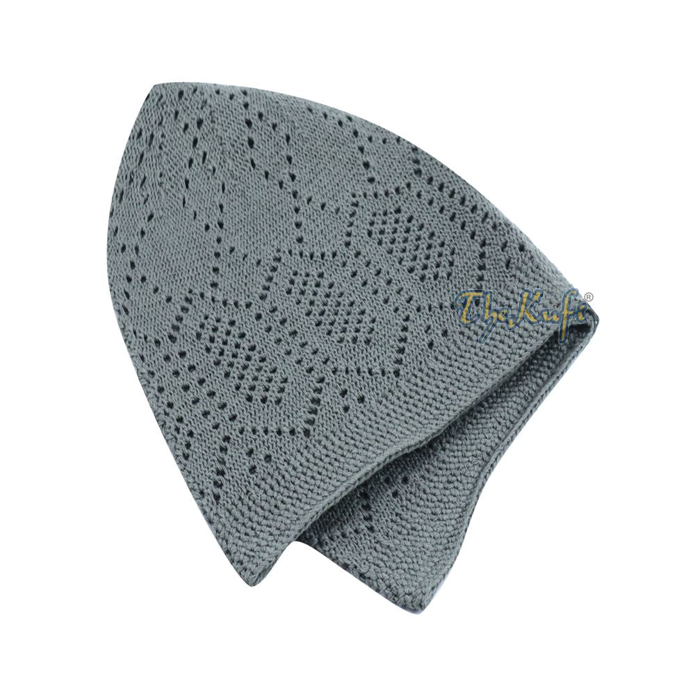 Dark Gray Cotton Machine Knit Open-Work Turkish Kufi