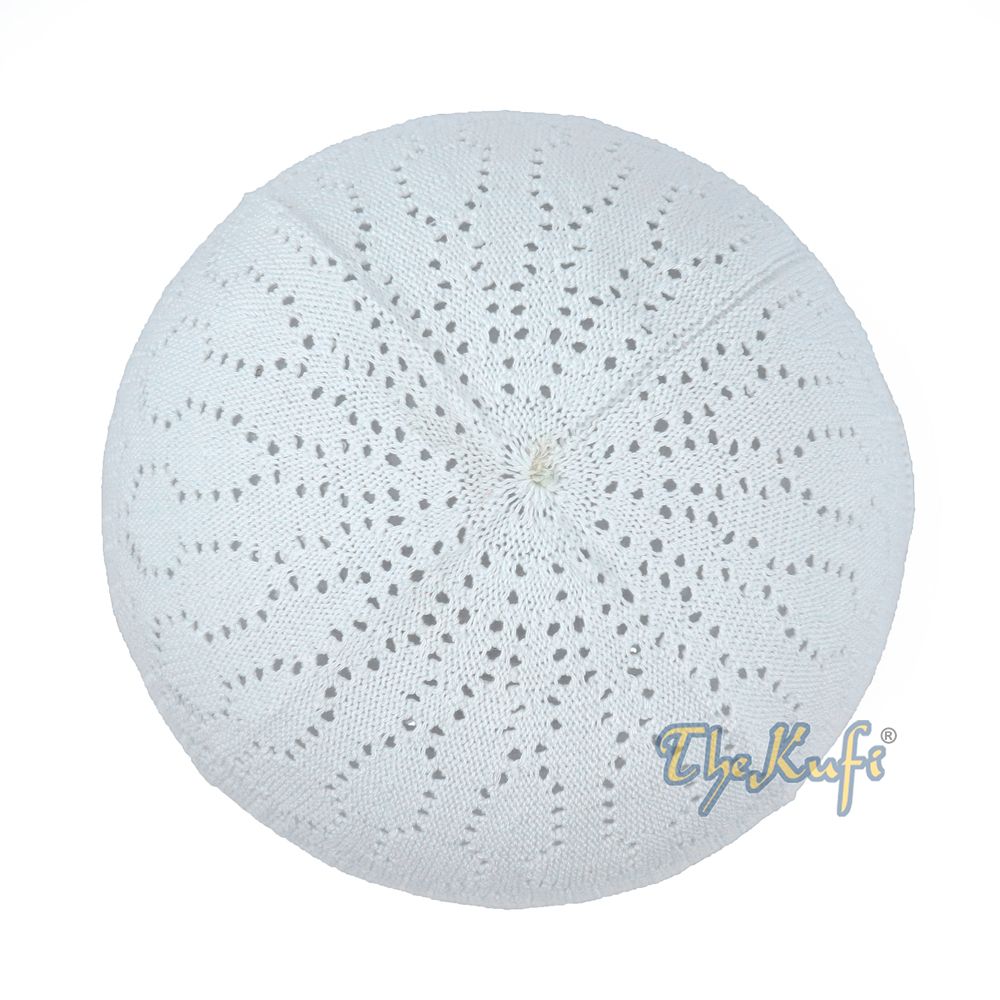 White Kufi Cap Turkish-Style Mercan® Machine-Knit Prayer Hat Taqiyah
