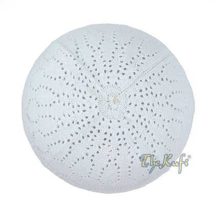 White Kufi Cap Turkish-Style Mercan® Machine-Knit Prayer Hat Taqiyah