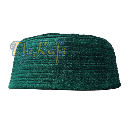 Dark Green Semi-Rigid Velveteen Kufi Hat Bani Hasyim Prayer Cap