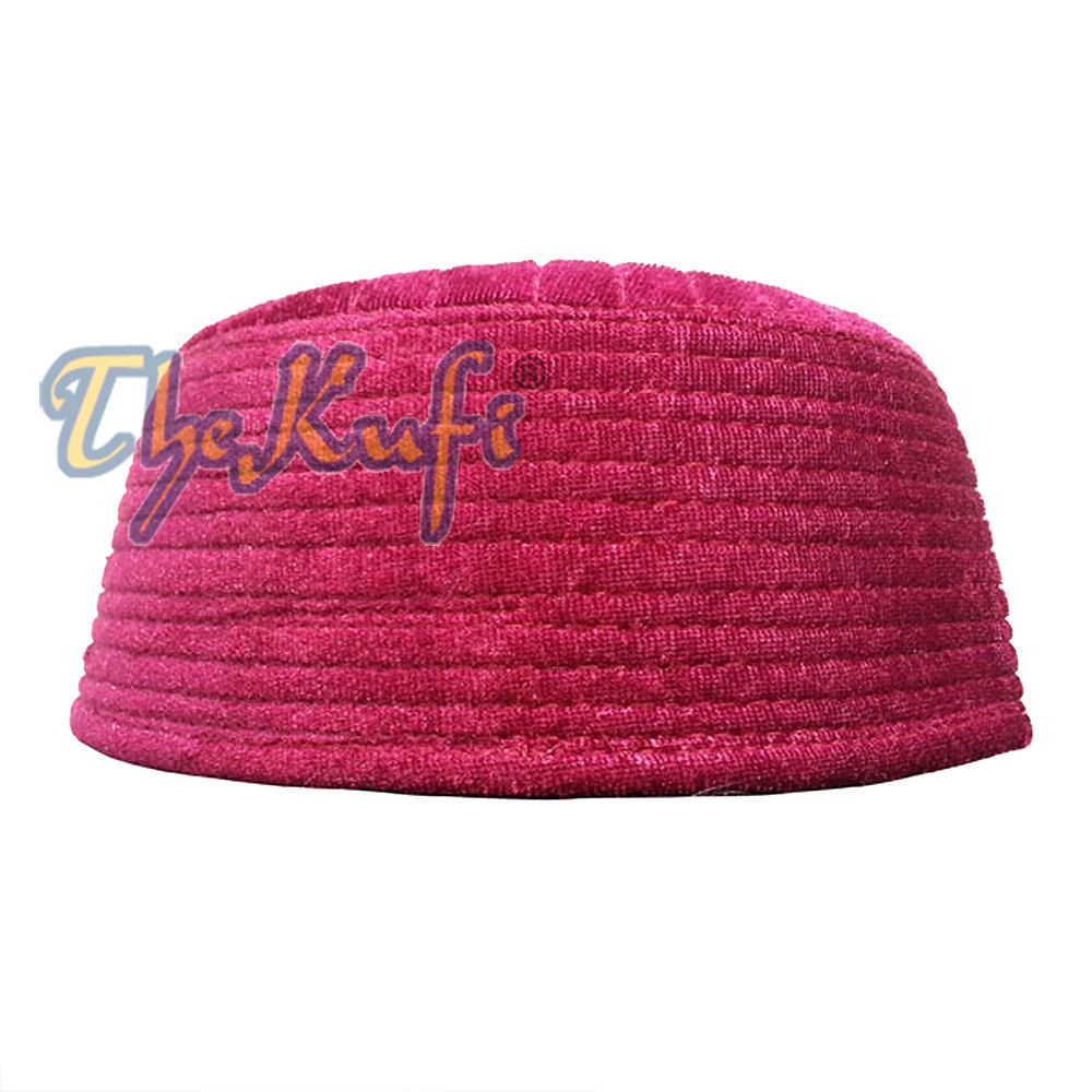 Red Semi-Rigid Velveteen Bani Hasyim Kufi Hat