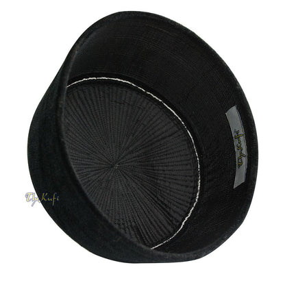 Premium Black Rigid Velvet Turkish Chechen Style Kufi Muslim Hat