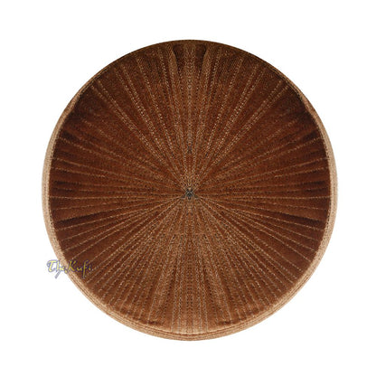 Premium Brown Rigid Velveteen Turkish Chechen Style Islamic Kufi Hat