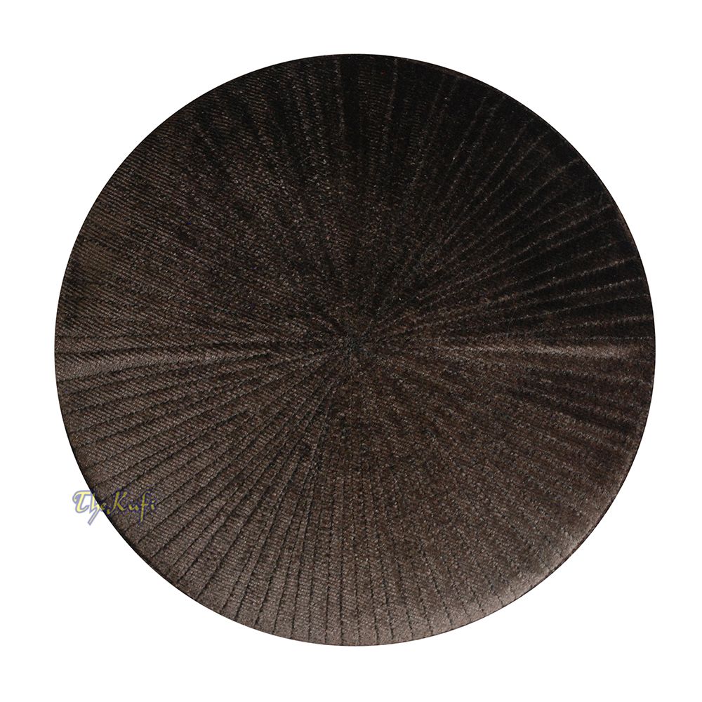 Premium Velvet Kufi Hat – Extra Dark Brown Rigid Turkish Chechen Style Cap