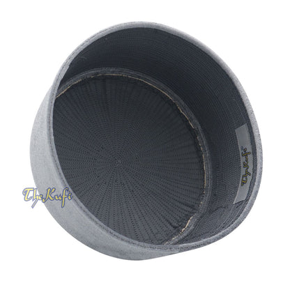 Premium Gray Velvet Turkish Fez Chechen Style Kufi Hat from Muslim Men
