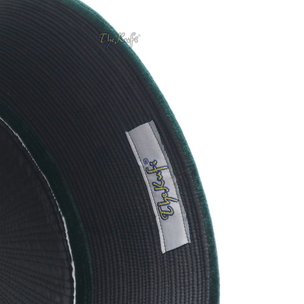 Premium Dark Green Rigid Velvet Turkish Chechen Style Kufi Hat