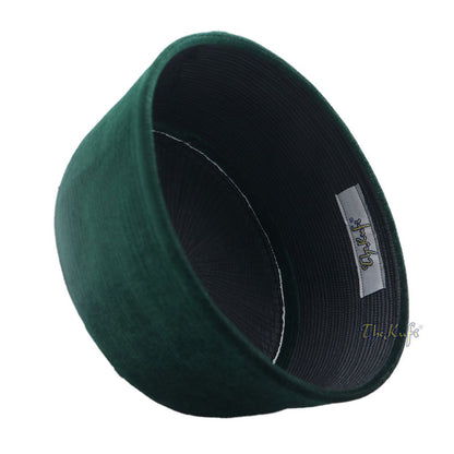 Premium Dark Green Rigid Velvet Turkish Chechen Style Kufi Hat