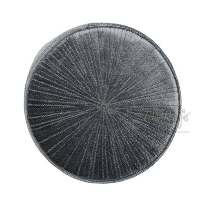 Dark Gray Premium Velvet Rigid Turkish Chechen Style Kufi Hat for Muslims