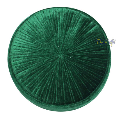 Premium Medina Green Rigid Velvet Turkish Chechen Style Kufi Hat