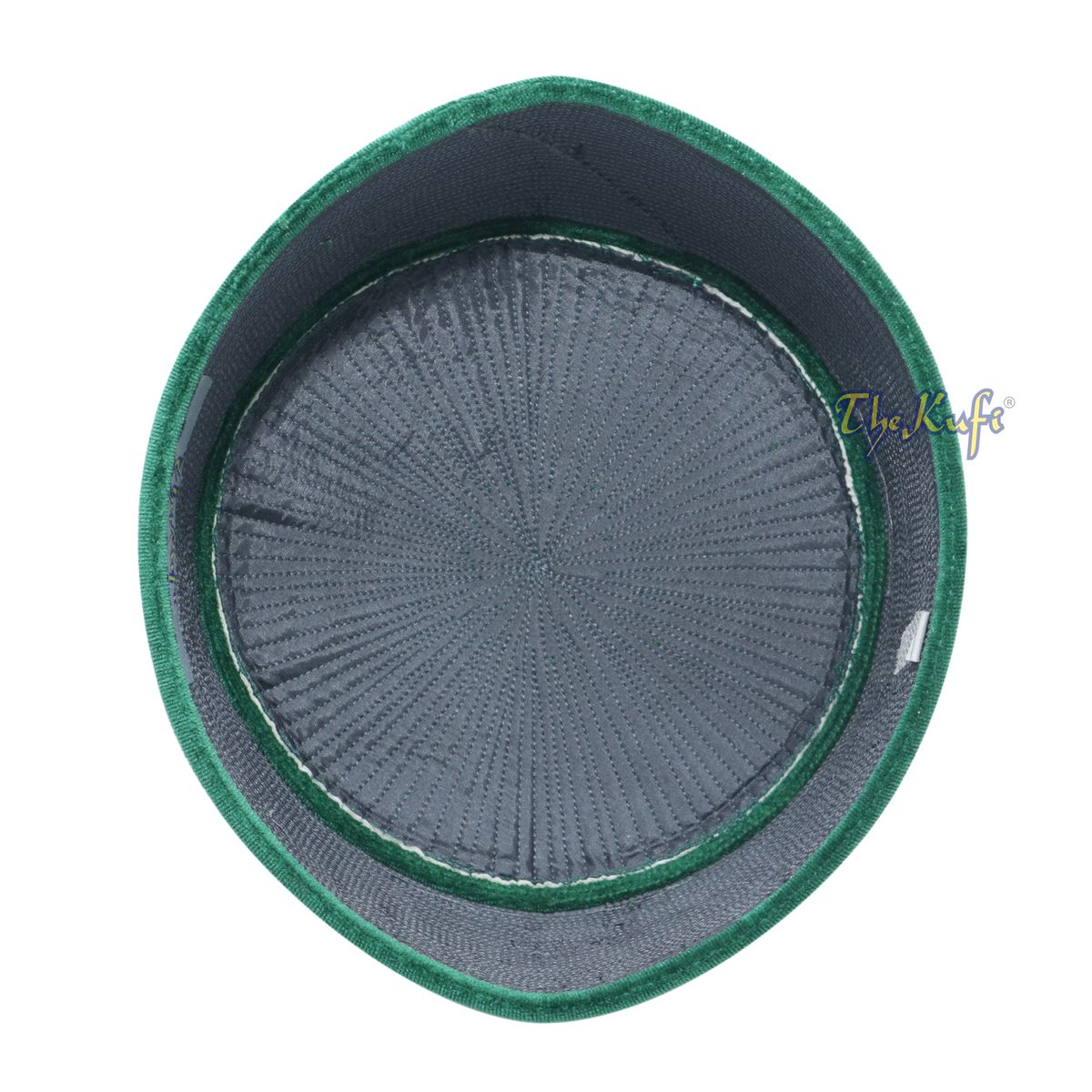 Premium Medina Green Rigid Velvet Turkish Chechen Style Kufi Hat