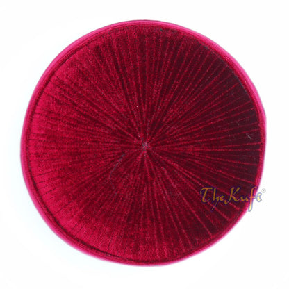 Premium Maroon Velvet Turkish Chechen Style Rigid Islamic Kufi Hat