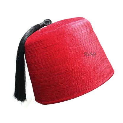 Tall Red Velvet Fez – Premium Moorish Moroccan Style Hat with Black Tassel