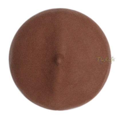 Camel Brown Felt Wool Fez Hat with Tip Kufi Prayer Cap