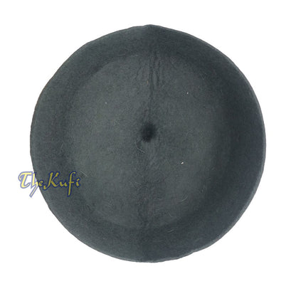 Gray Felt Wool Fez Hat with Tip Kufi Prayer Cap