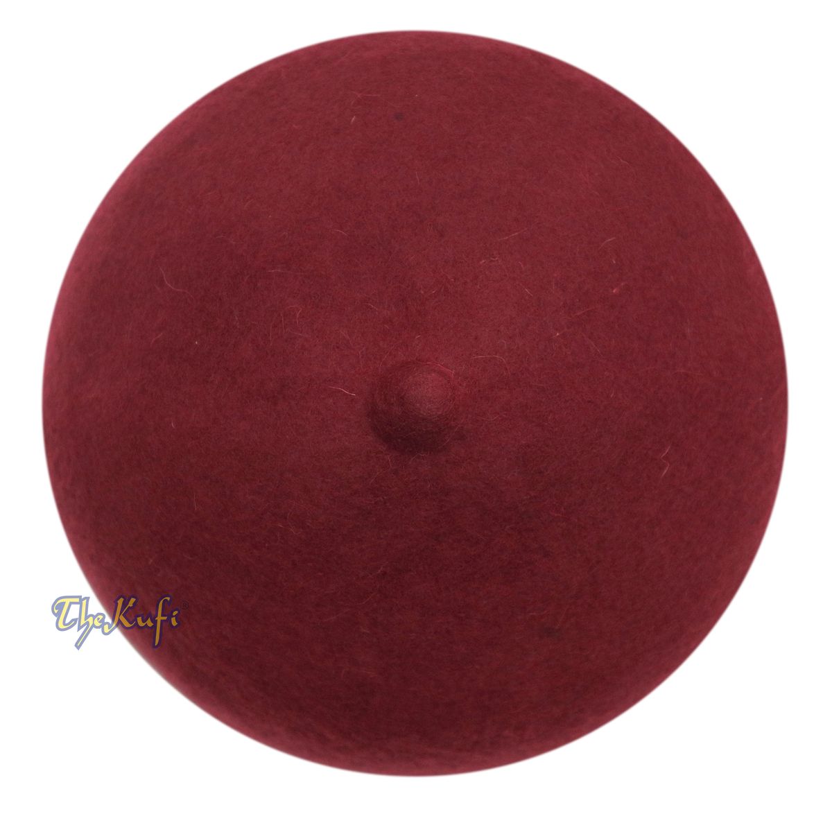 Maroon 100% Wool Felt Fez Muslim Kufi Hat with Tip