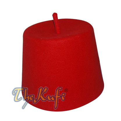 Tall Red Fez Tradition Felt Perforated Tarboosh with Stem