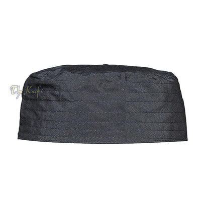 Black Flat Turkish Simple Stitch Design Cloth Kufi Namaz Cap