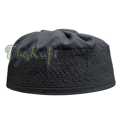Dark Gray Fabric Ijazi Pleated-Top Cotton Kufi Hat