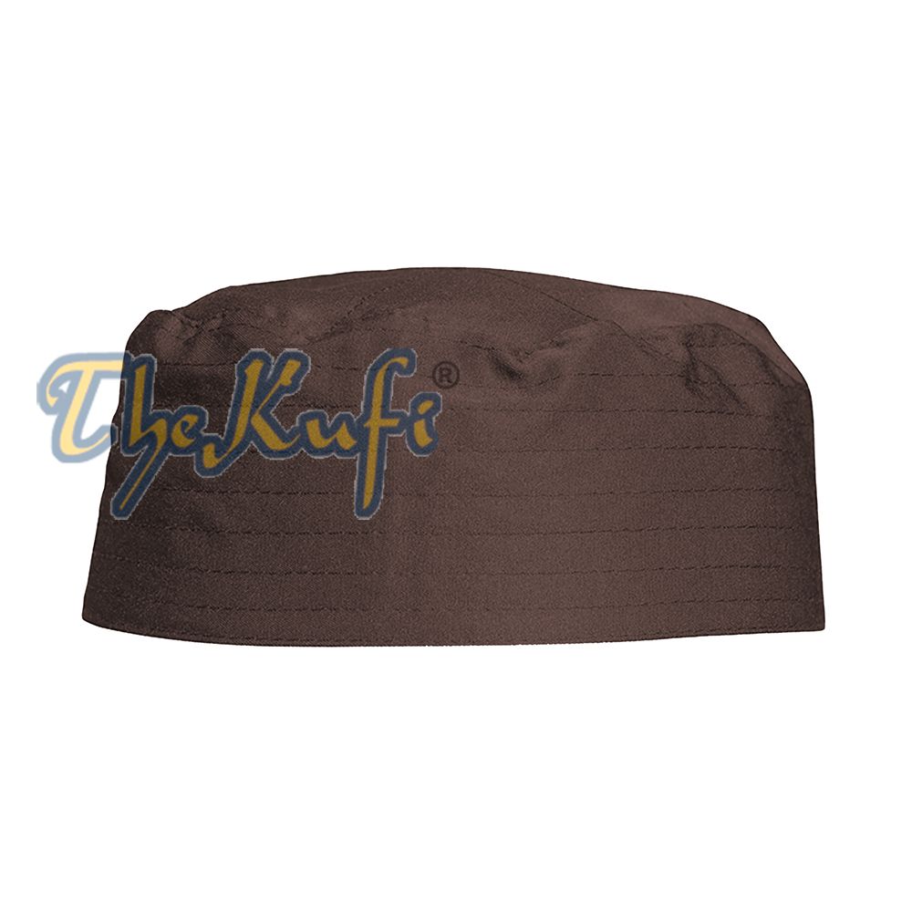 Dark Brown Thin Indonesian Flat Simple Stitch Design Cloth Kufi Namaz Cap