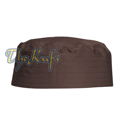 Dark Brown Thin Indonesian Flat Simple Stitch Design Cloth Kufi Namaz Cap