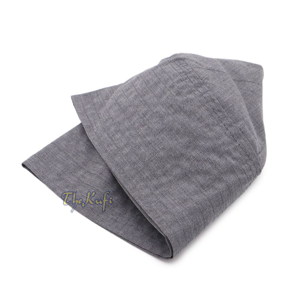 Faded Gray Plain Flat-top Simple Thin Fabric Kufi Caps