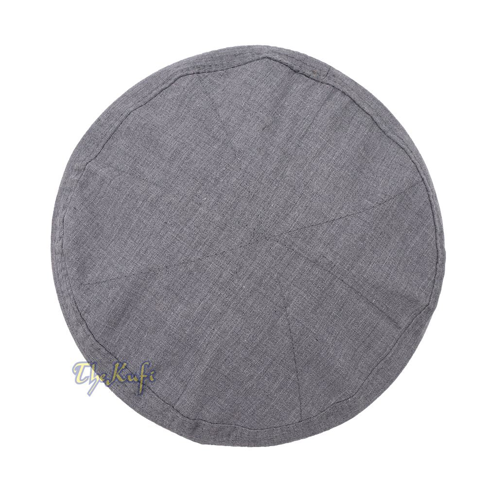 Faded Gray Plain Flat-top Simple Thin Fabric Kufi Caps