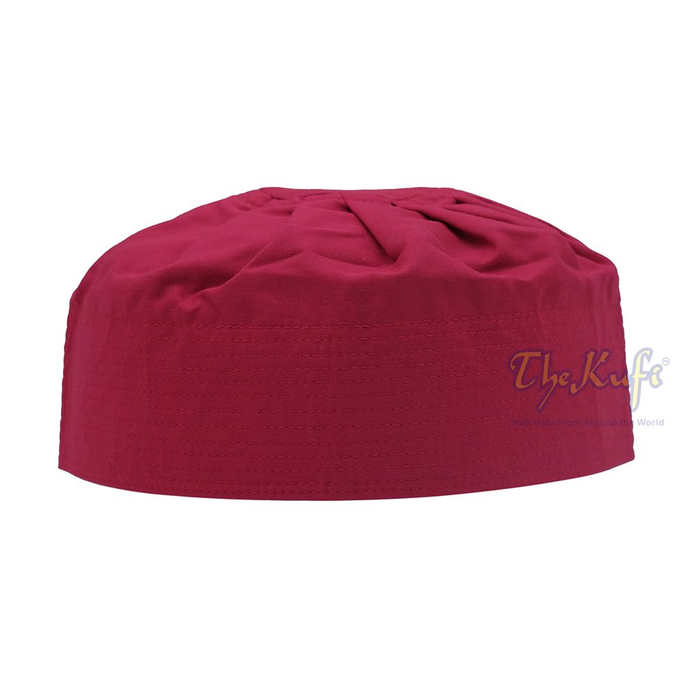 Maroon Fabric Ijazi Pleated-Top Cotton Blend Kufi Prayer Cap