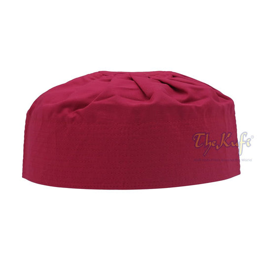 Maroon Fabric Ijazi Pleated-Top Cotton Blend Kufi Prayer Cap
