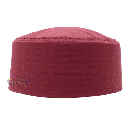 Maroon Turkish Plain Flat-top Simple Fabric Kufis