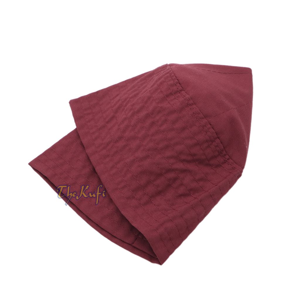 Maroon Turkish Plain Flat-top Simple Fabric Kufis
