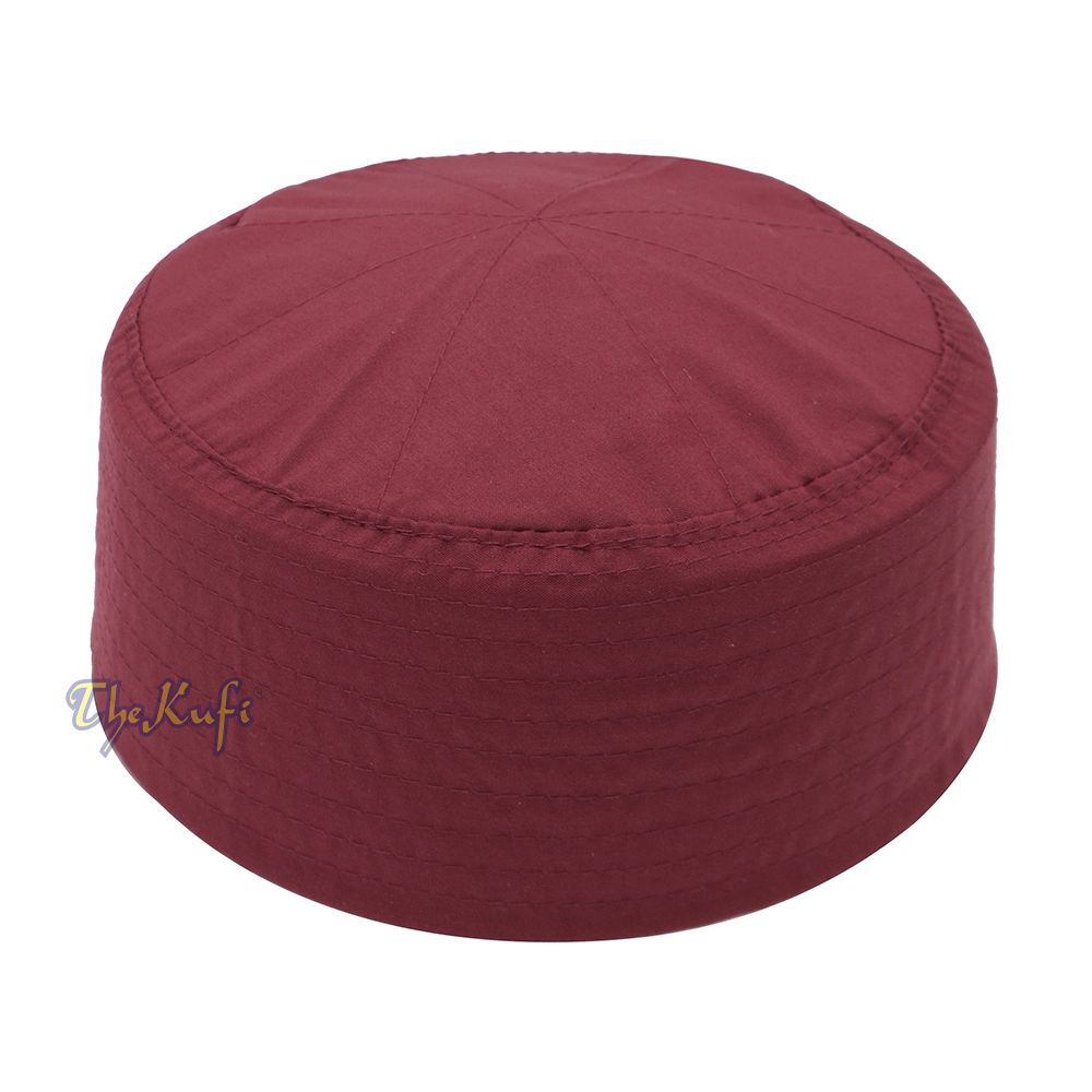 Maroon Turkish Plain Flat-top Simple Fabric Kufis
