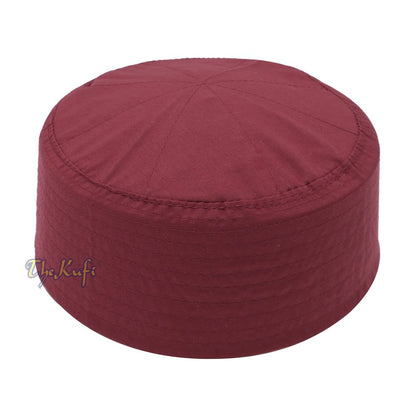 Maroon Turkish Plain Flat-top Simple Fabric Kufis