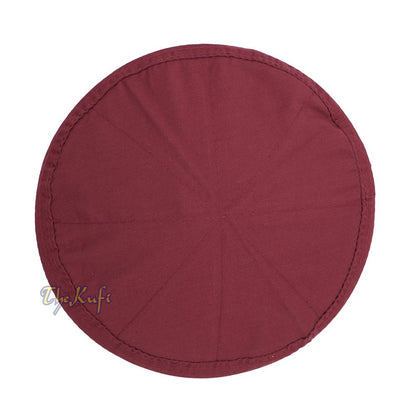 Maroon Turkish Plain Flat-top Simple Fabric Kufis