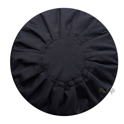 Premium Black Fabric Ijazi Pleated-Top Cotton Kufi Hat